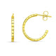Brick Pattern C-Hoop Earrings in 14K Yellow Gold (19.20 mm)