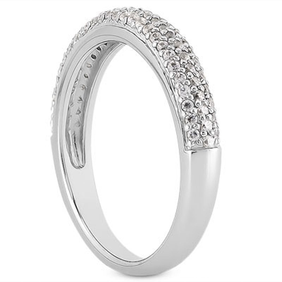 Triple Multi-Row Micro-Pave Diamond Wedding Band in 14K White Gold