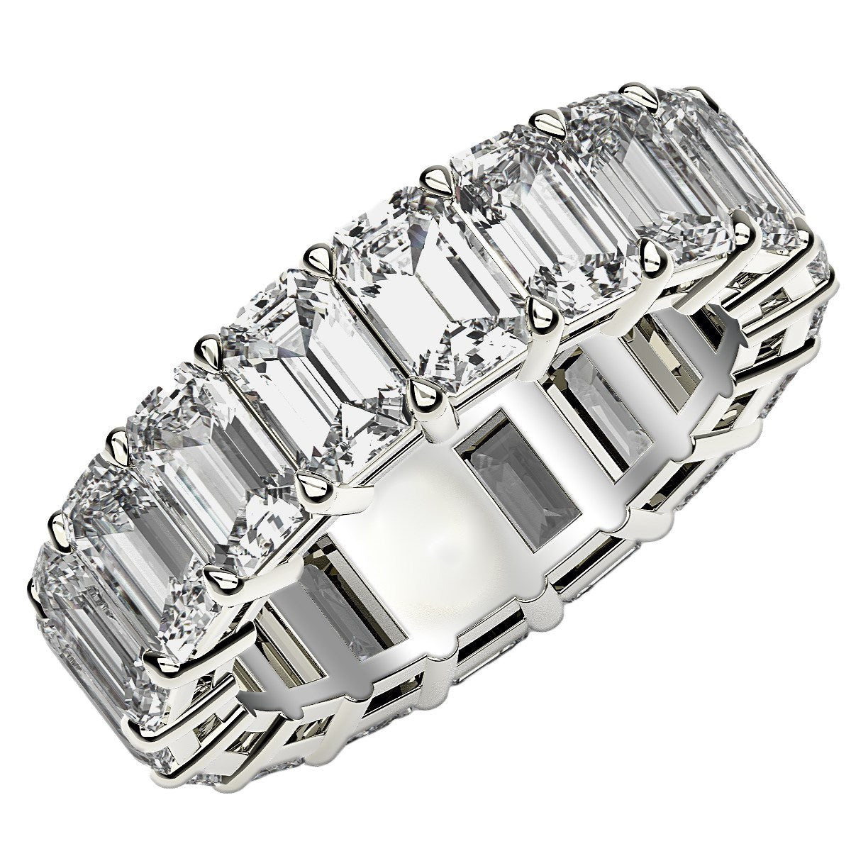 Emerald Cut Lab Grown Diamond Eternity Ring in 14K White Gold (8 cttw FG/VS2)