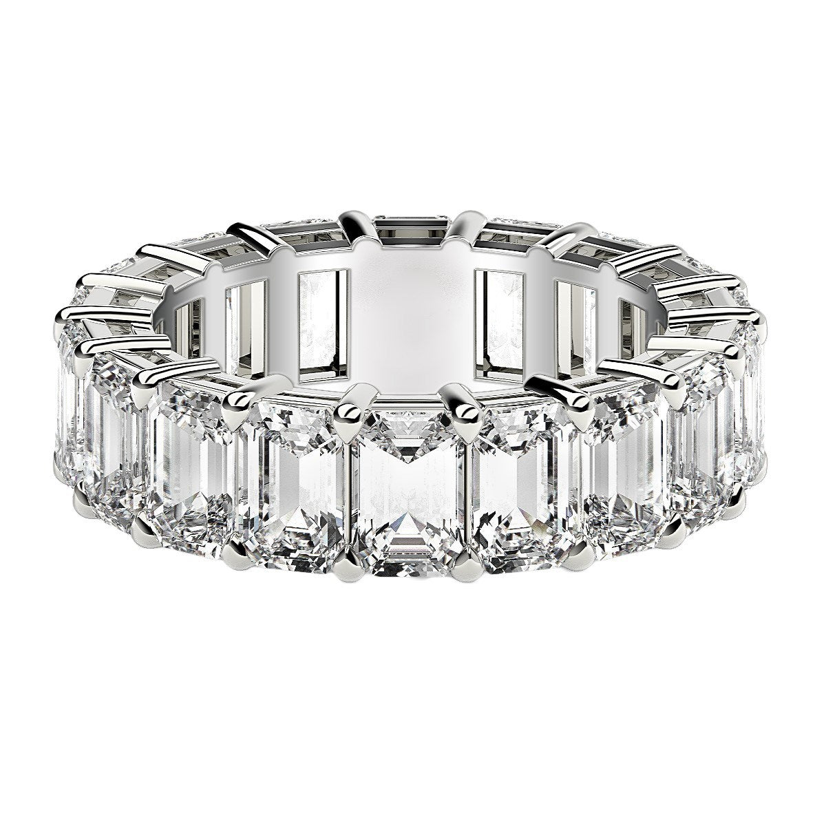 Emerald Cut Lab Grown Diamond Eternity Ring in 14K White Gold (8 cttw FG/VS2)