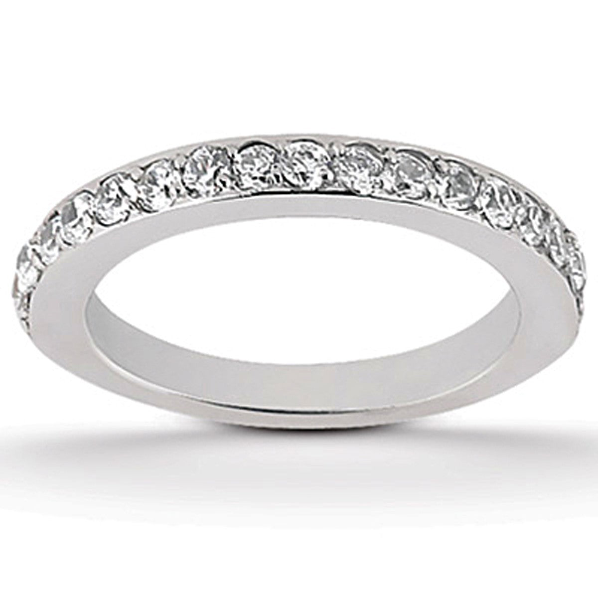Pave Diamond Wedding Band Set in 14K White Gold 1/2 Around