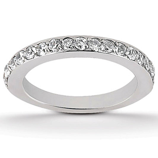 Pave Diamond Wedding Band Set in 14K White Gold 1/2 Around