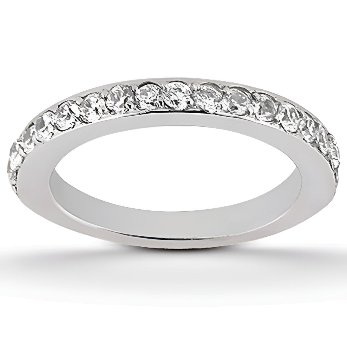 Pave Diamond Wedding Band Set in 14K White Gold 1/2 Around (0.25 ct. tw.)