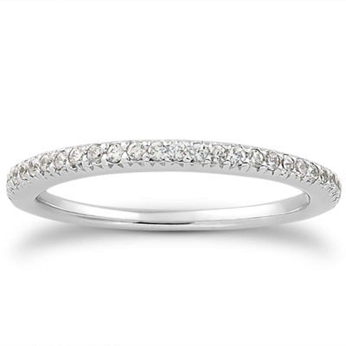 Fancy Engraved Pave Diamond Wedding Band in 14K White Gold