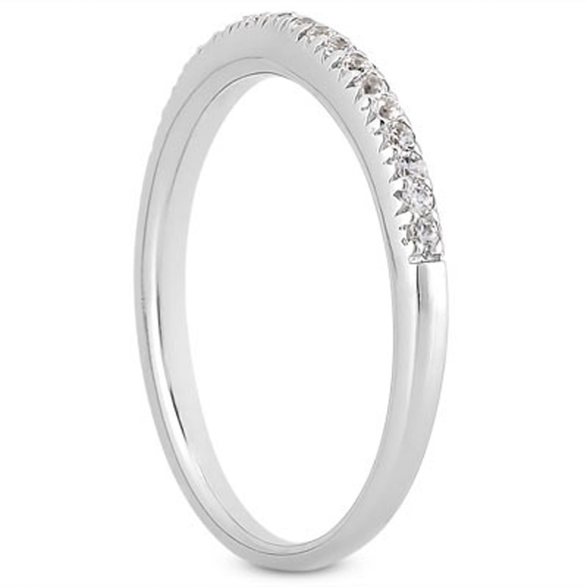Fancy Engraved Pave Diamond Wedding Band in 14K White Gold