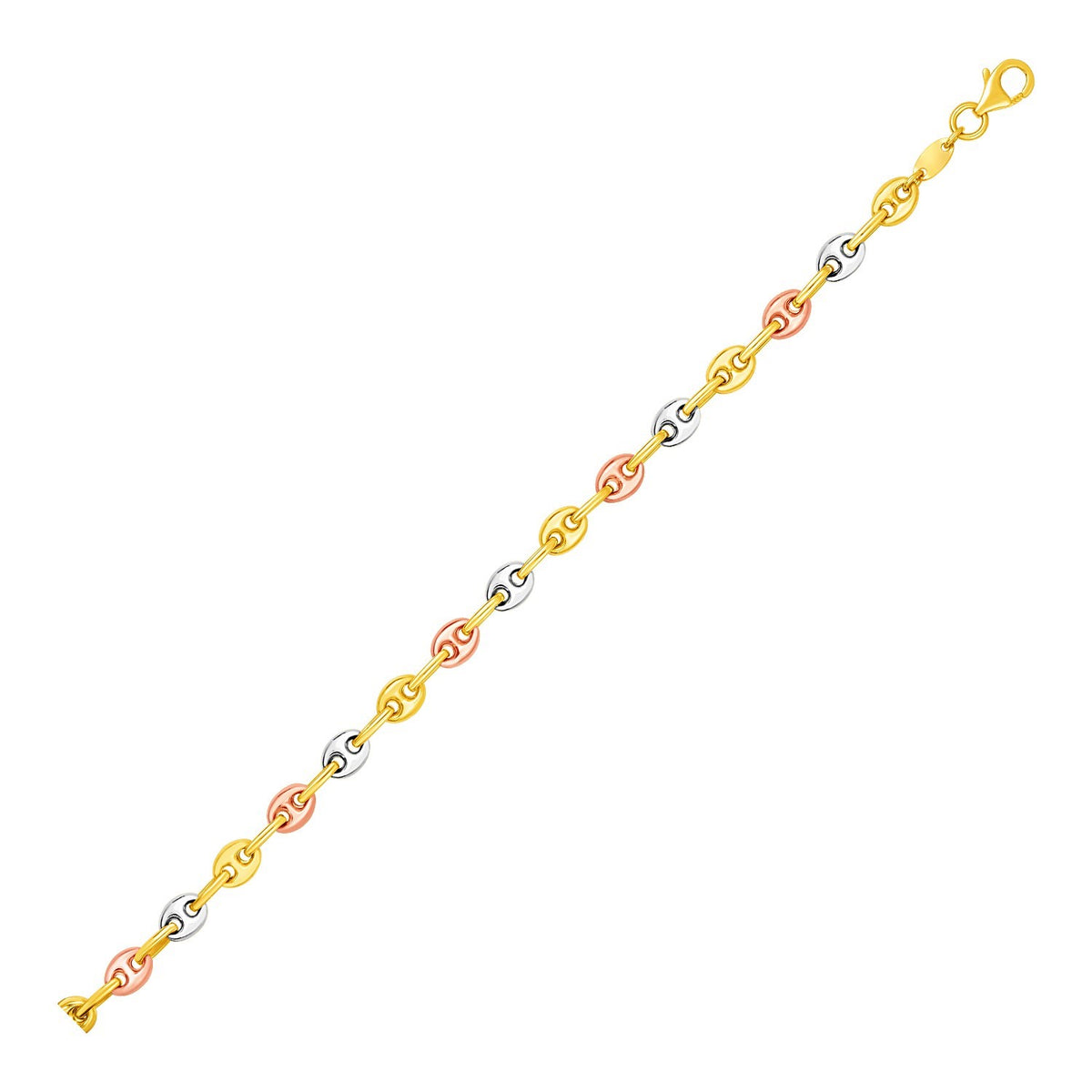 Mariner Link Anklet in 14K Tri-Color Gold