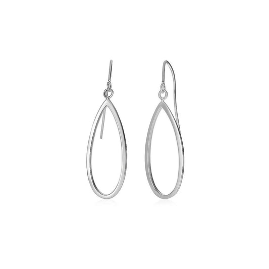 Open Teardrop Drop Earrings in 14K White Gold
