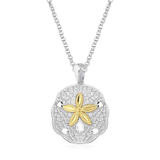 Sand Dollar Pendant Necklace in 14K Gold and Silver