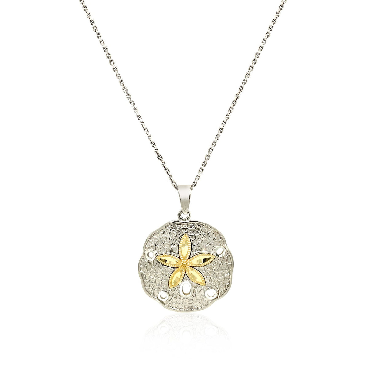 Sand Dollar Pendant Necklace in 14K Gold and Silver