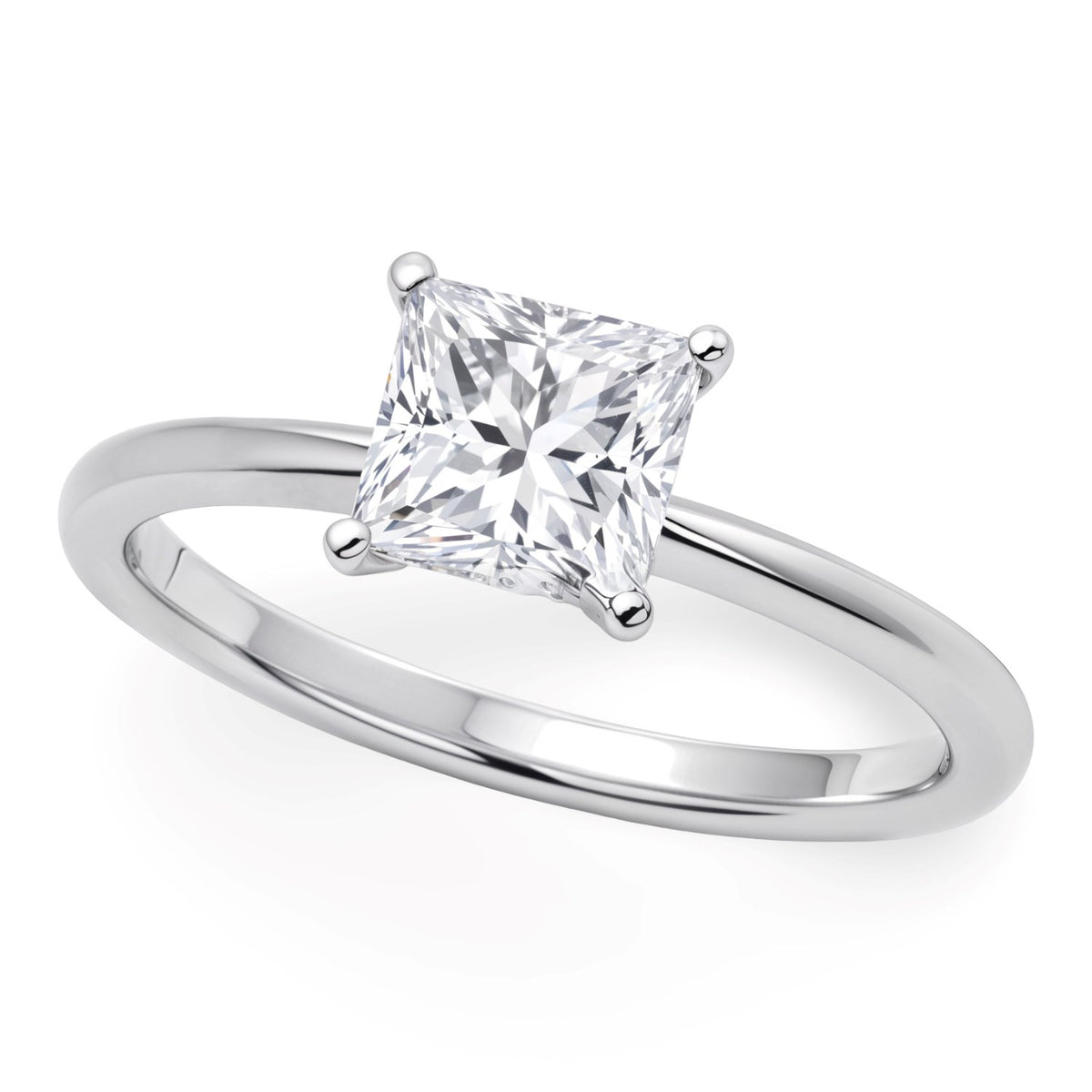 1 Carat Princess Lab Grown IGI Diamond Solitaire in 14K White Gold G/VS1