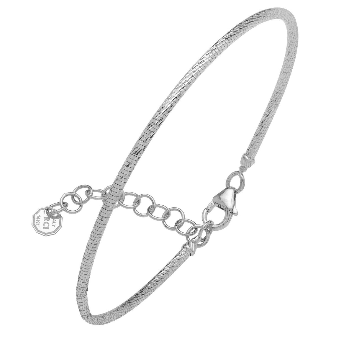 Diamond Cut Stack Bangle Bracelet in 14K White Gold (1.80 mm)