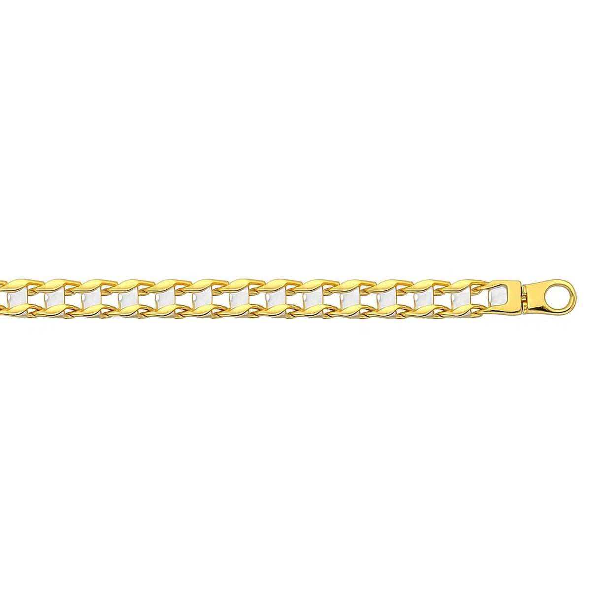 Men's Curved Bar Link Bracelet in 14K Two-Tone Gold
