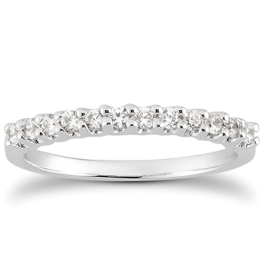 Fancy U Setting Shared Prong Diamond Wedding Band in 14K White Gold (0.24 ct. tw.)