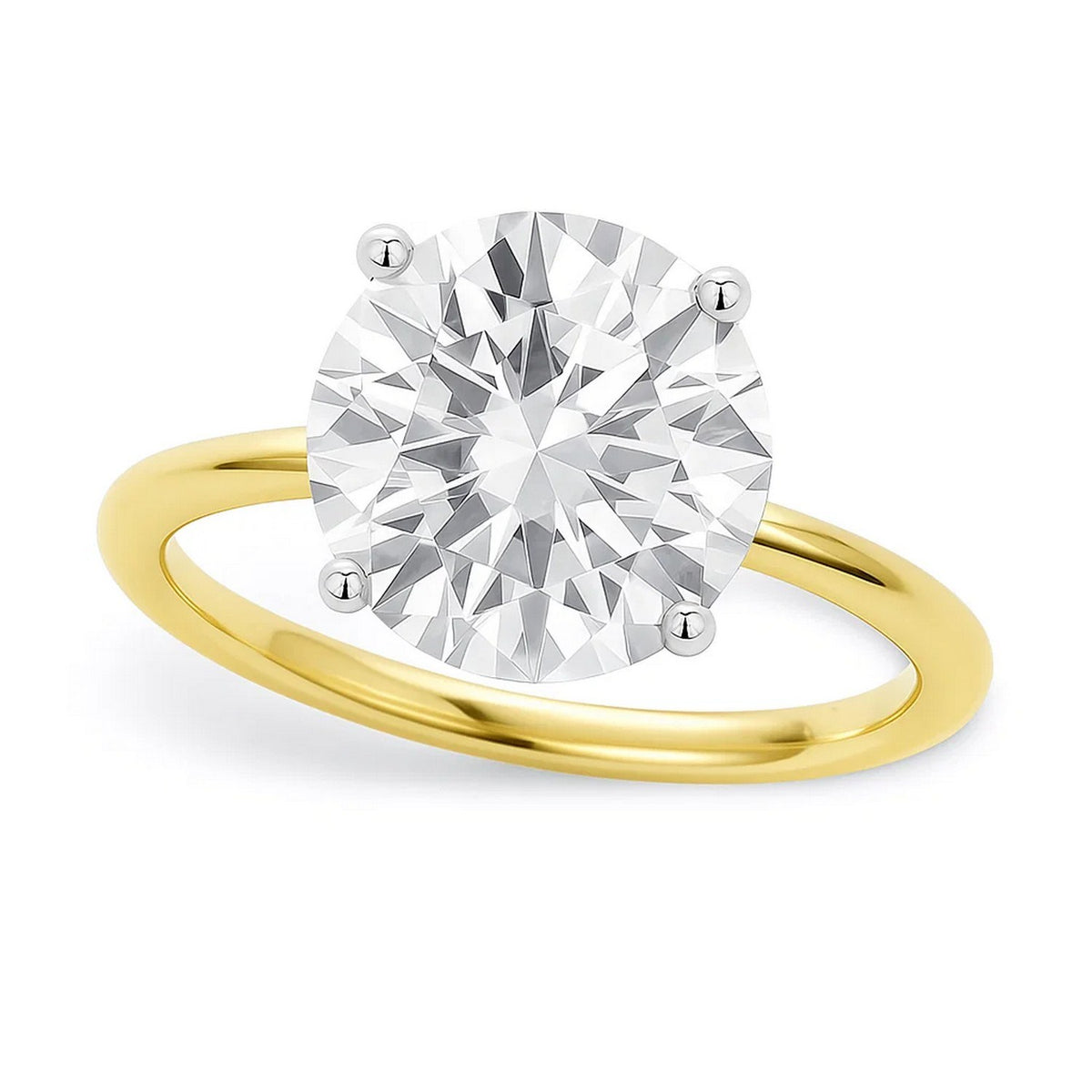 5 Carat Round Lab Grown IGI Diamond Solitaire in 10K Yellow Gold G/VS1