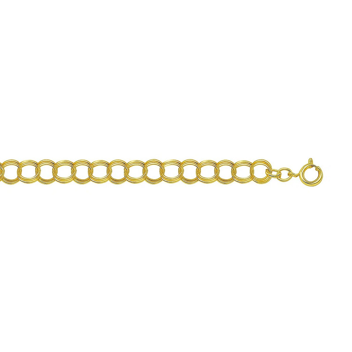 Triple Link Charm Bracelet in 14K Yellow Gold
