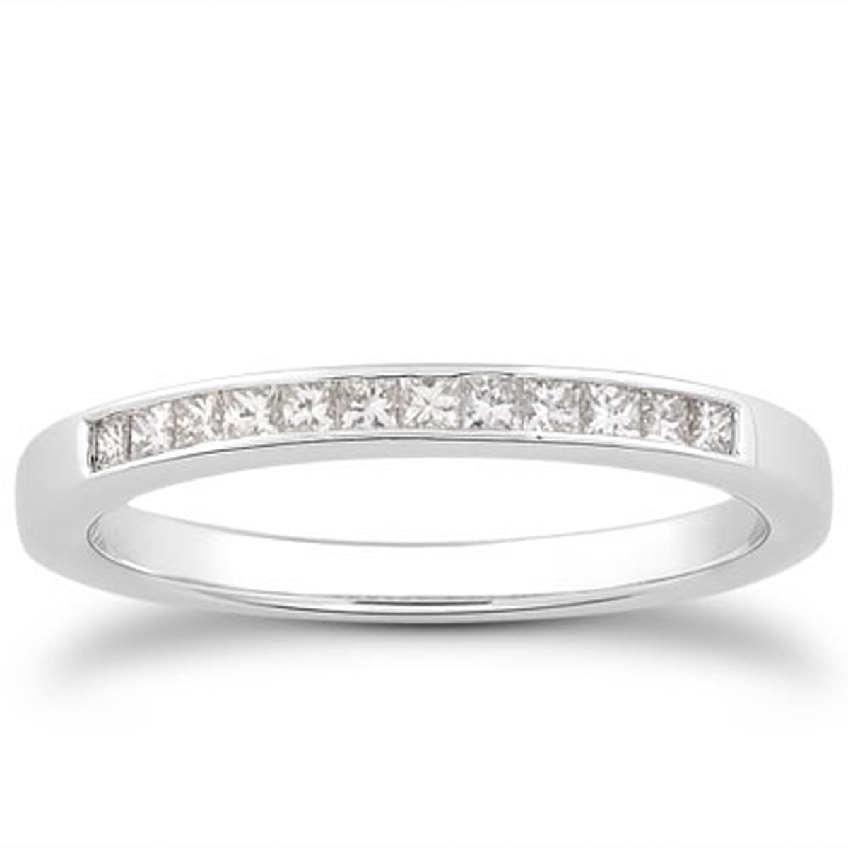 Channel Set Princess Diamond Wedding Band in 14K White Gold