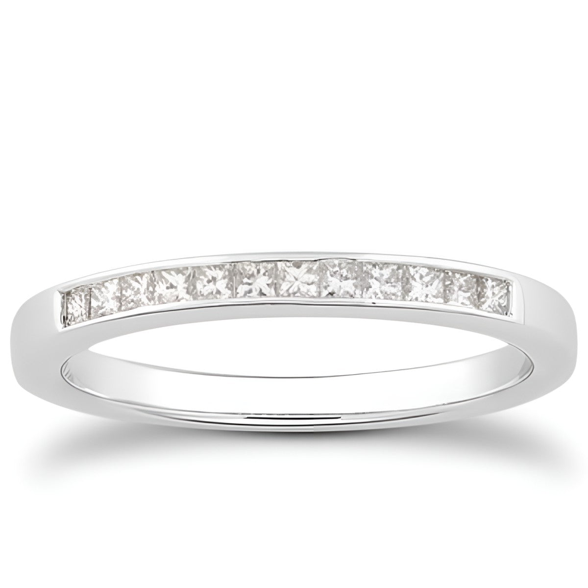 Channel Set Princess Diamond Wedding Band in 14K White Gold (0.21 ct. tw.)