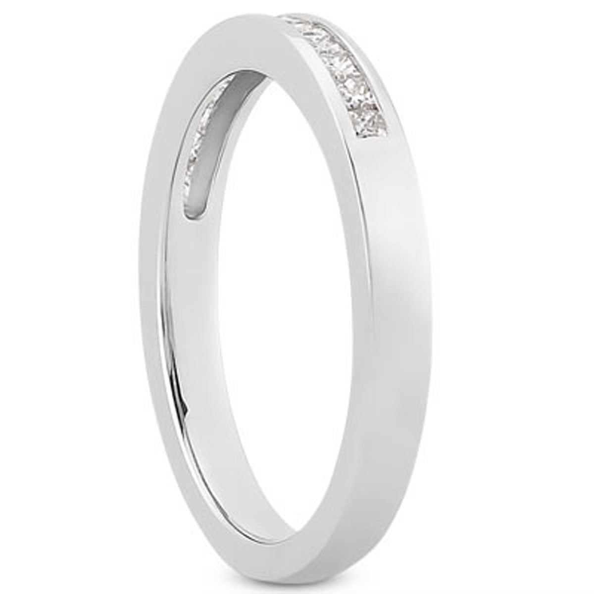 Channel Set Princess Diamond Wedding Band in 14K White Gold