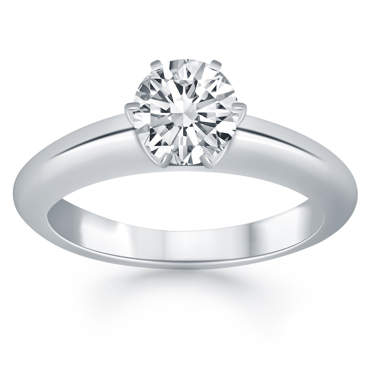 Solitaire Cathedral Engagement Ring in 14K White Gold