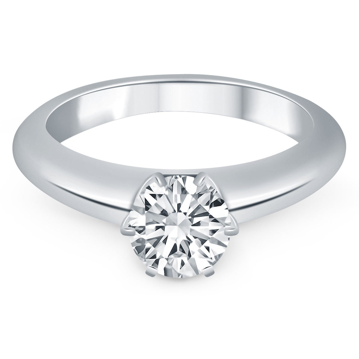 Solitaire Cathedral Engagement Ring in 14K White Gold