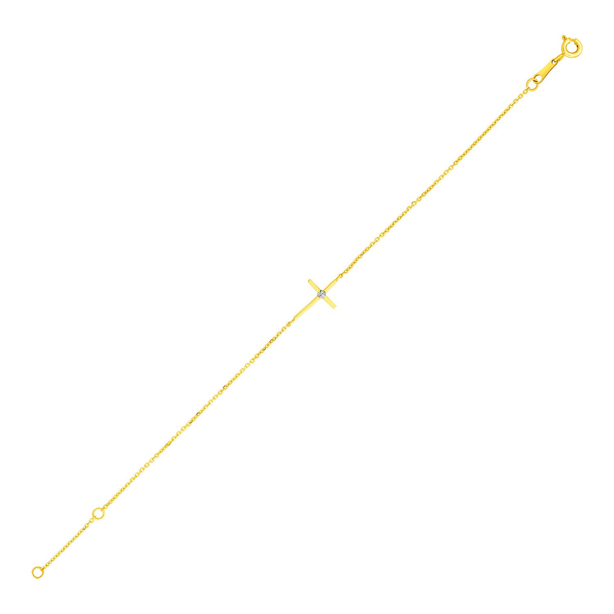 Children's Cross Bracelet in 14K Yellow Gold (1.00 mm)