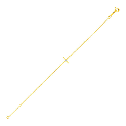 Children's Cross Bracelet in 14K Yellow Gold (1.00 mm)