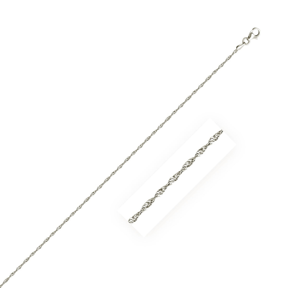 Singapore Style Chain in Sterling Silver 1.6mm (1.50 mm)