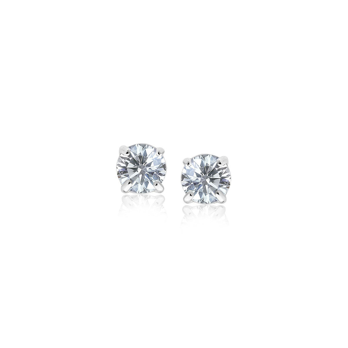 Faceted White CZ Stud Earrings in Sterling Silver (3mm)