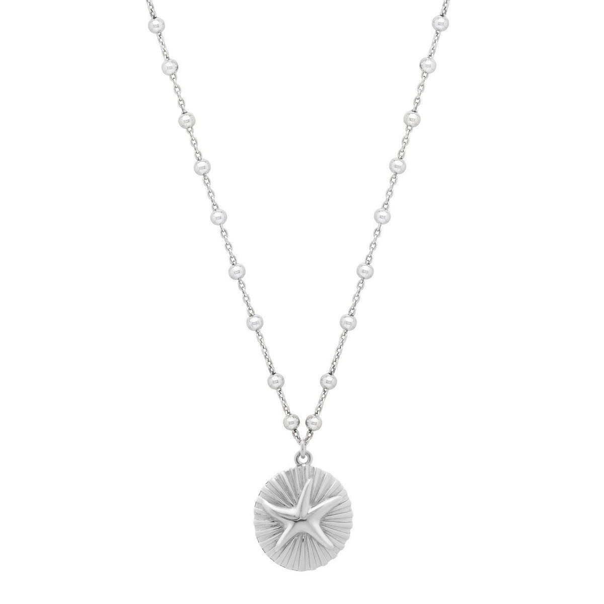 Starfish Medallion Necklace in Rhodium-Plated Silver