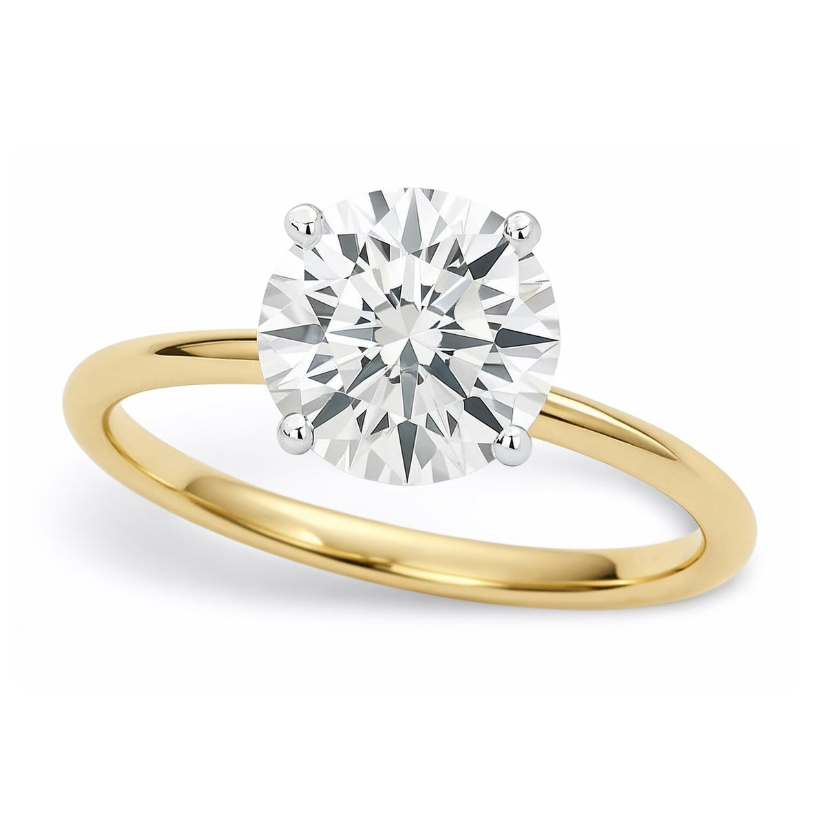 1.5 Carat Round Lab Grown IGI Diamond Solitaire in 10K Yellow Gold G/VS1