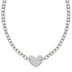 Flat Heart Motif Station Chain Bracelet in Rhodium Silver