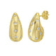 Puffed Raindrop CZ Earrings in Yellow Gold-Plated Silver