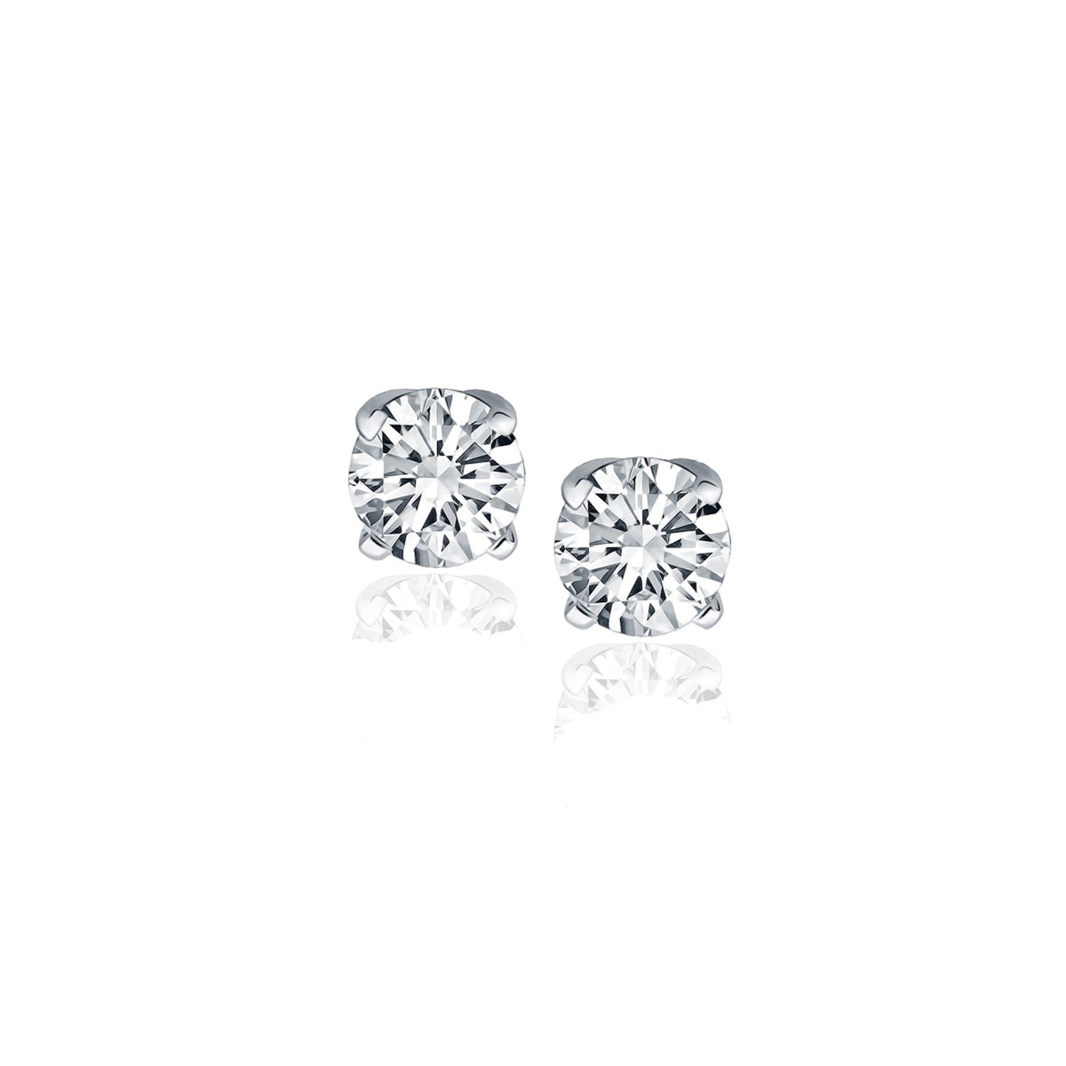 Diamond Four Prong Stud Earrings in 14K White Gold (1/2 cttw)