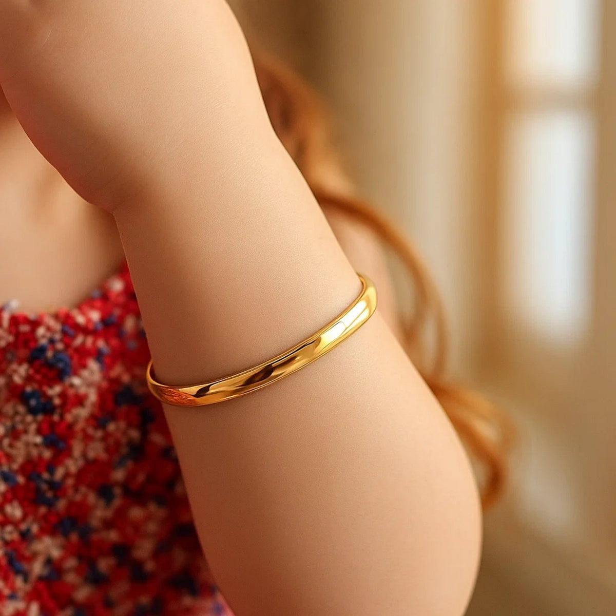 Dome Design Polished Children's Bangle in 14K Yellow Gold (5.50 mm)