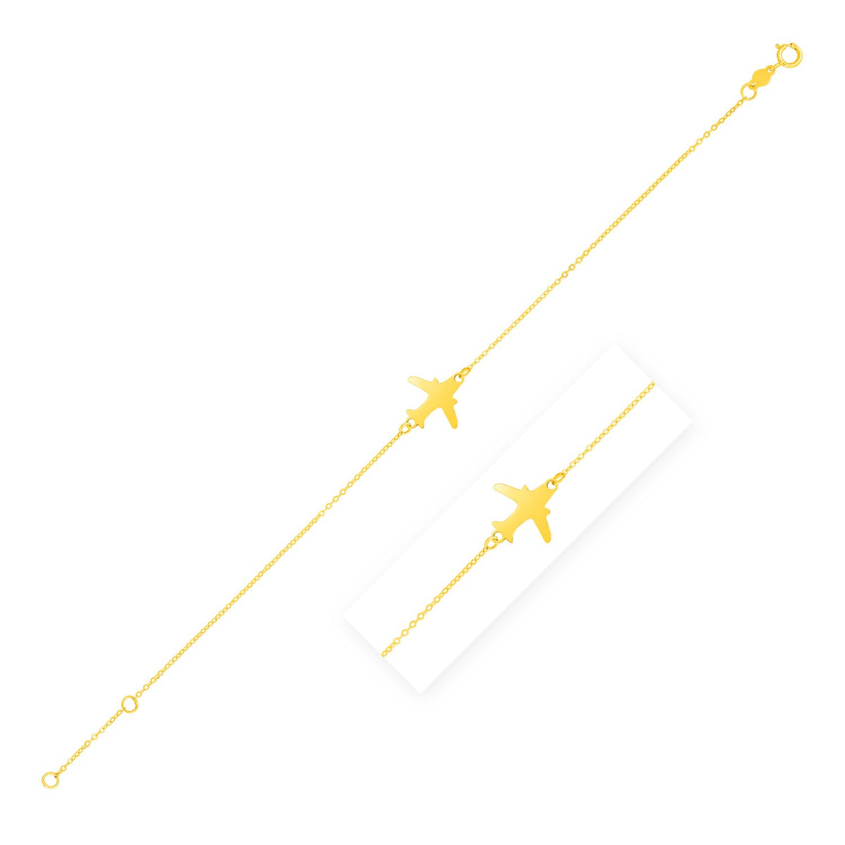 Airplane Bracelet in 14K Yellow Gold (1.00 mm)