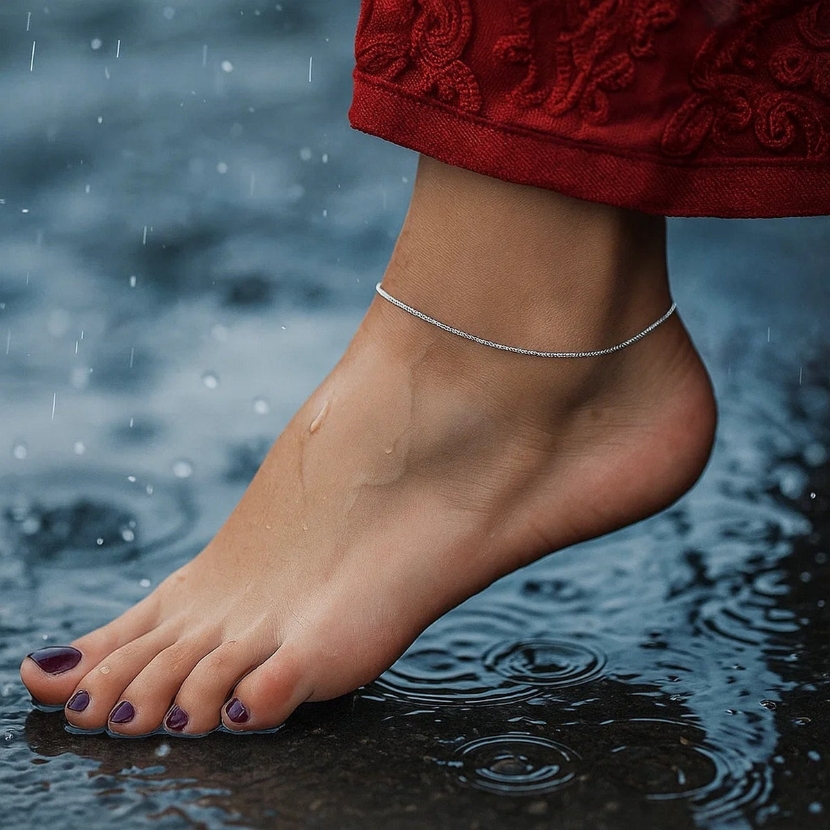 Sparkle Anklet in 14K White Gold 1.5mm