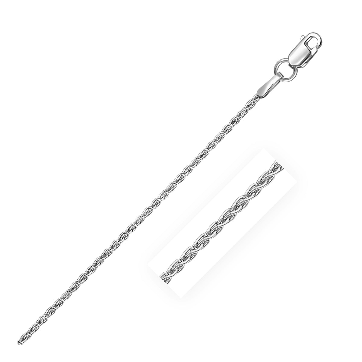 Wheat Chain in Rhodium-Plated Sterling Silver (1.30 mm)
