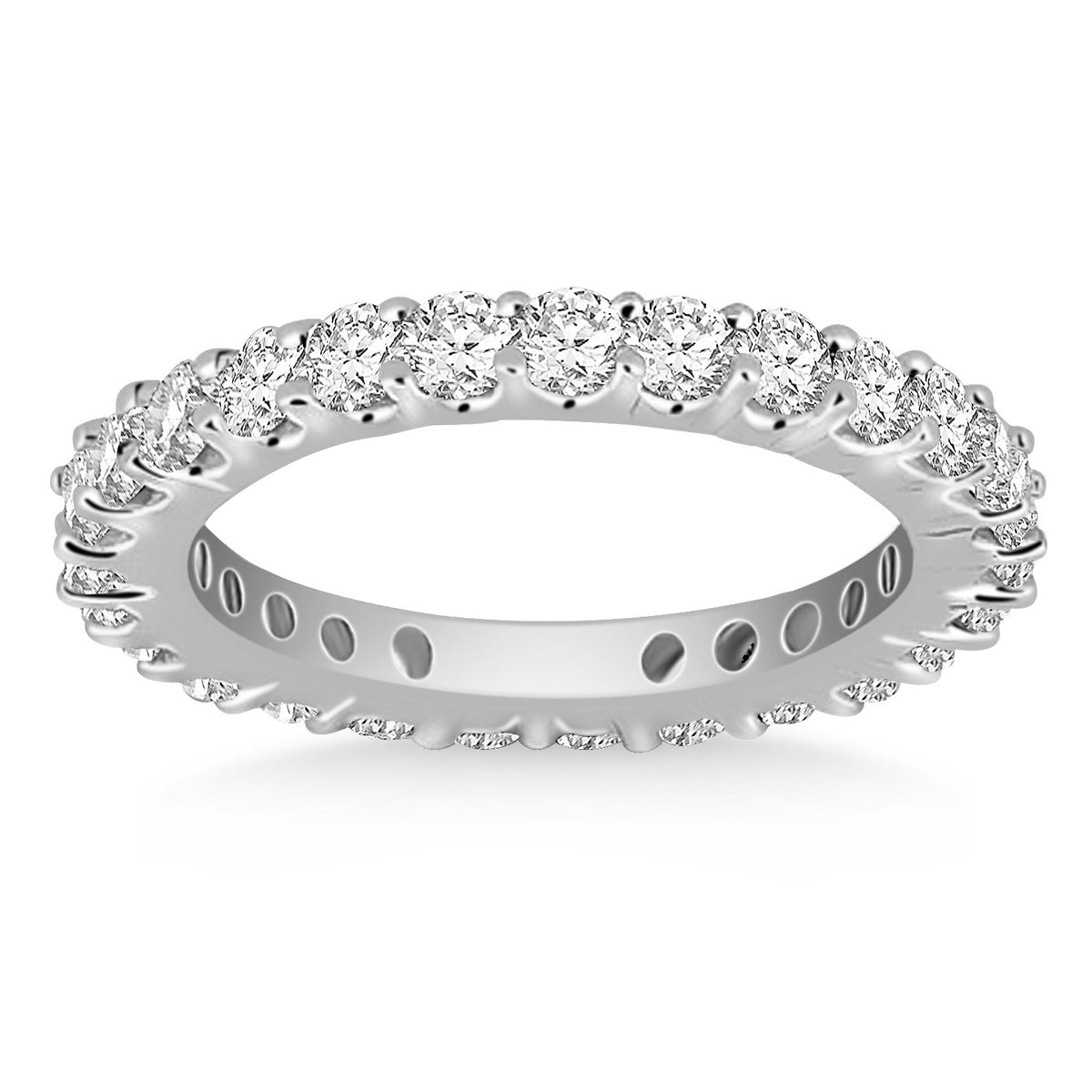 Common Prong Round Diamond Eternity Ring in 14K White Gold