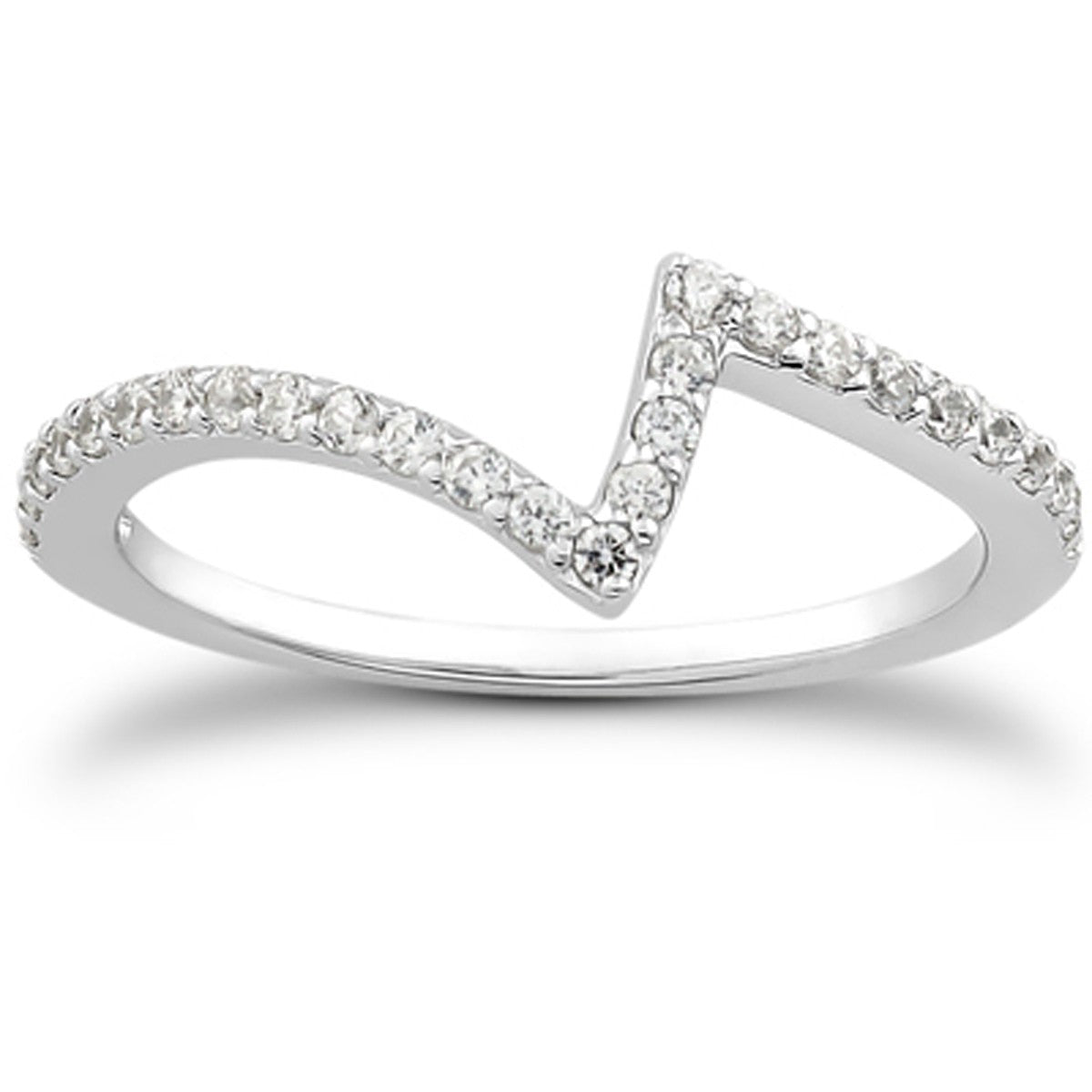 Fancy Zig Zag Pave Diamond Wedding Band in 14K White Gold