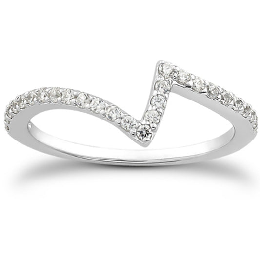 Fancy Zig Zag Pave Diamond Wedding Band in 14K White Gold