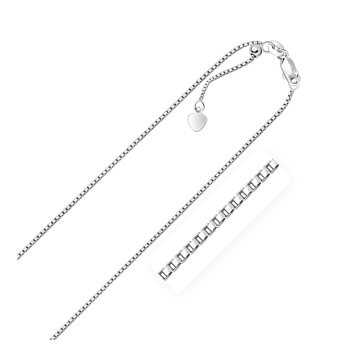 Adjustable Box Chain in Sterling Silver 1.4mm (1.40 mm)