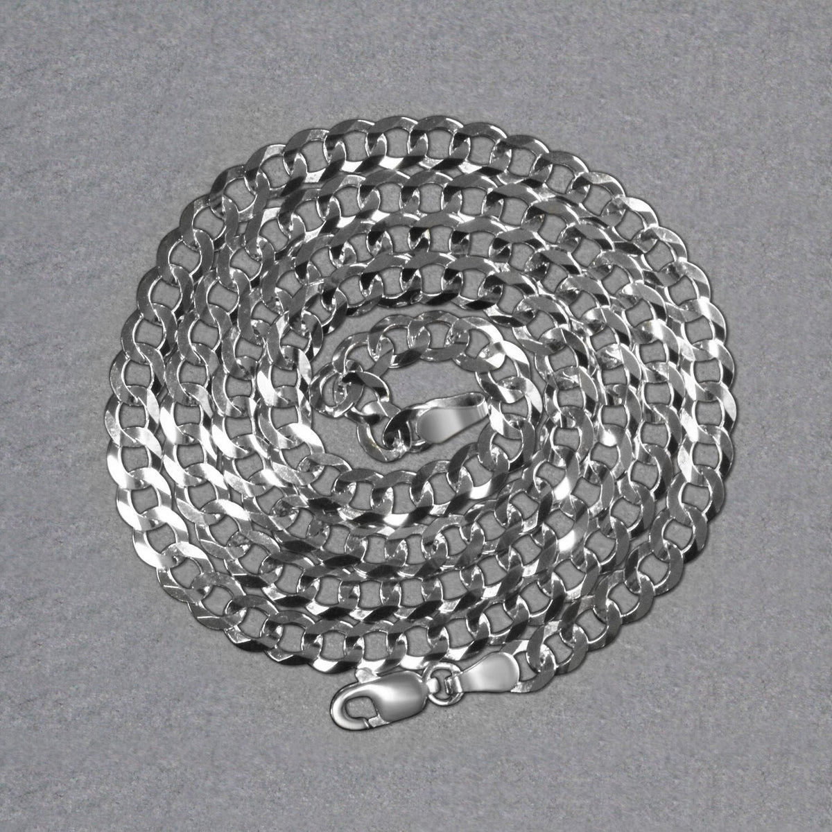 Curb Style Chain in Rhodium-Plated Sterling Silver (4.70 mm)