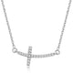 Curved Cross Diamond Studded Necklace in 14K White Gold (.11cttw)
