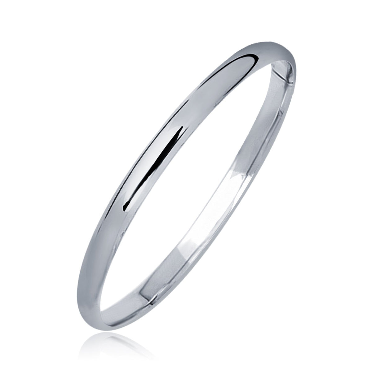 Dome Children's Bangle with a Polished Finish in 14K White Gold (5.50 mm)