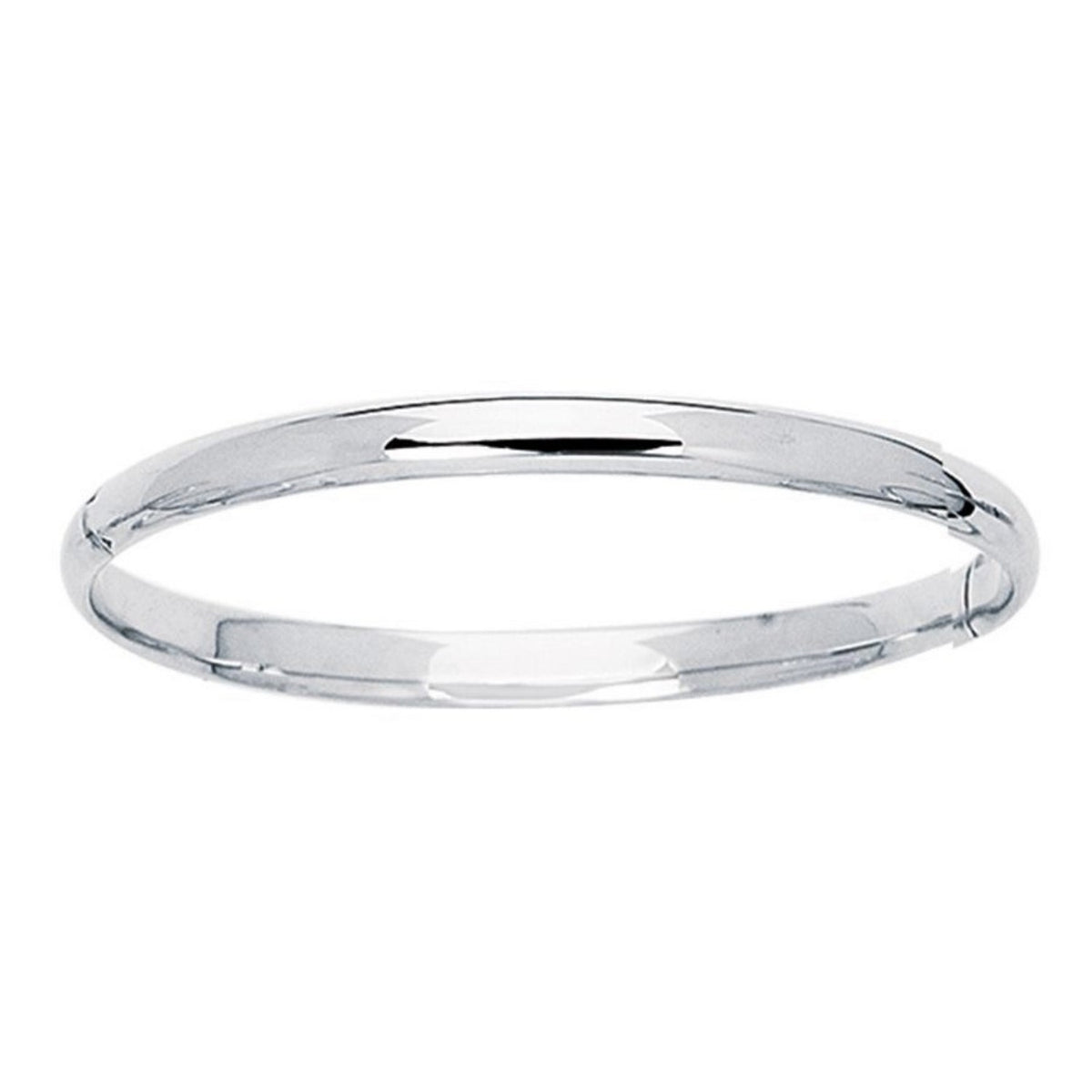 Dome Children's Bangle with a Polished Finish in 14K White Gold (5.50 mm)