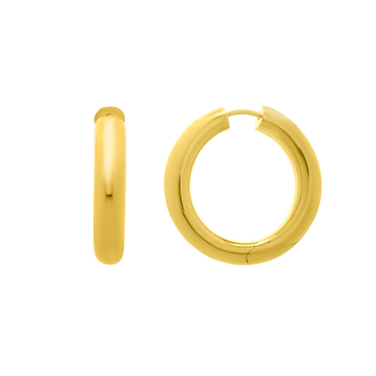 Round Hoop Earrings in Yellow Gold-Plated Sterling Silver