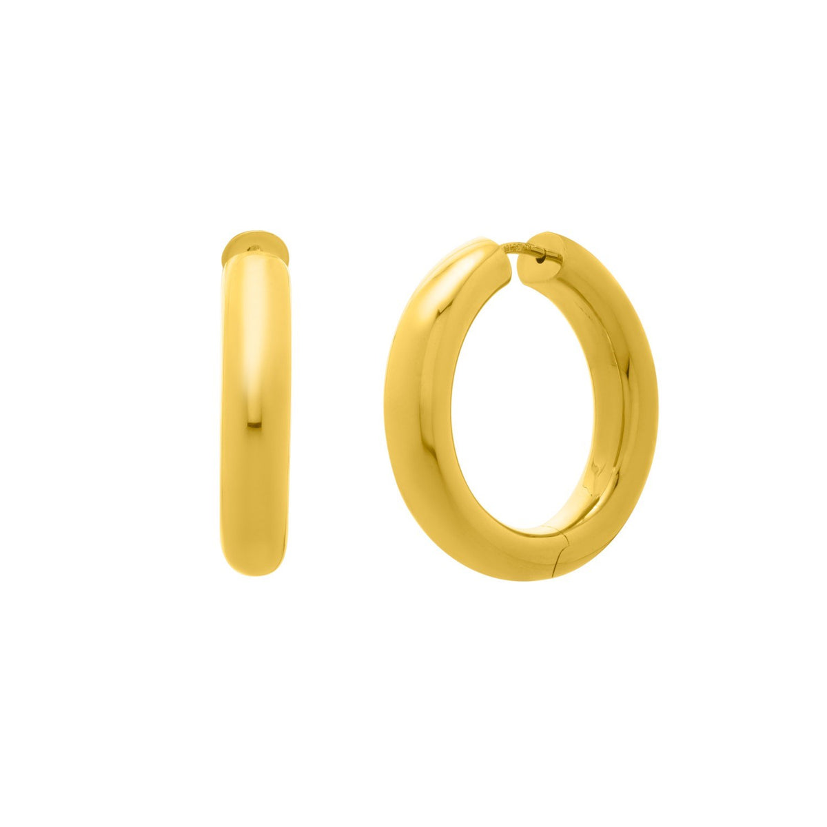 Round Hoop Earrings in Yellow Gold-Plated Sterling Silver