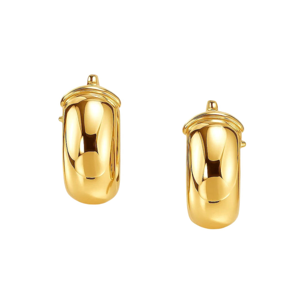 Small Wide Dome Hoop Earrings in 14K Yellow Gold