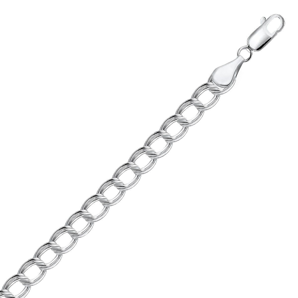 Ridged Circular Chain Bracelet in Rhodium-Plated Silver (6.00 mm)
