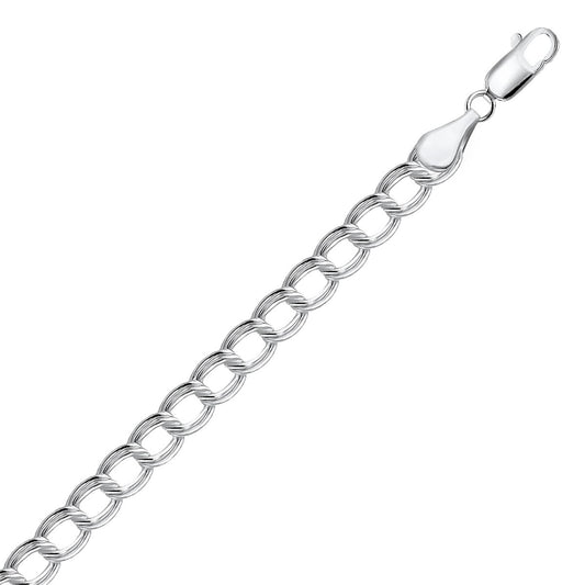 Ridged Circular Chain Bracelet in Rhodium-Plated Silver (6.00 mm)